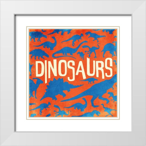 Dino White Modern Wood Framed Art Print with Double Matting by Grey, Jace