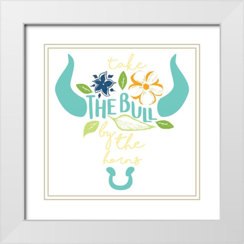 The Bull White Modern Wood Framed Art Print with Double Matting by Grey, Jace