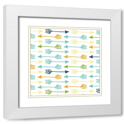 Kid Arrows White Modern Wood Framed Art Print with Double Matting by Grey, Jace