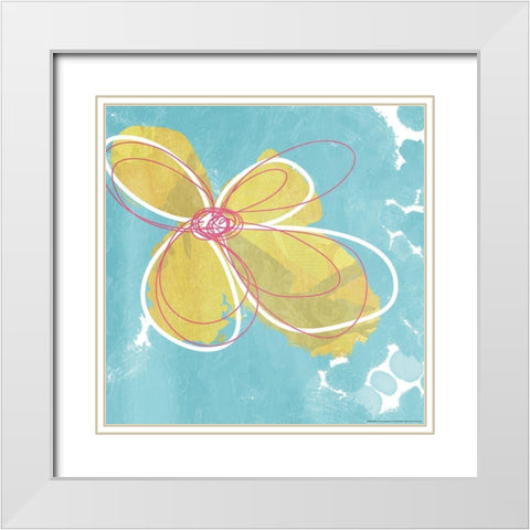 Summer Scribble White Modern Wood Framed Art Print with Double Matting by Grey, Jace