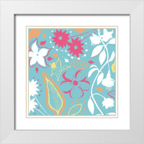 Sum Flowers White Modern Wood Framed Art Print with Double Matting by Grey, Jace