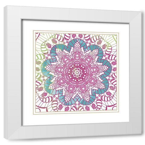 Flower Mandala Pop White Modern Wood Framed Art Print with Double Matting by Grey, Jace