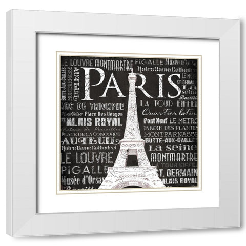 Paris Eiffel White Modern Wood Framed Art Print with Double Matting by Grey, Jace