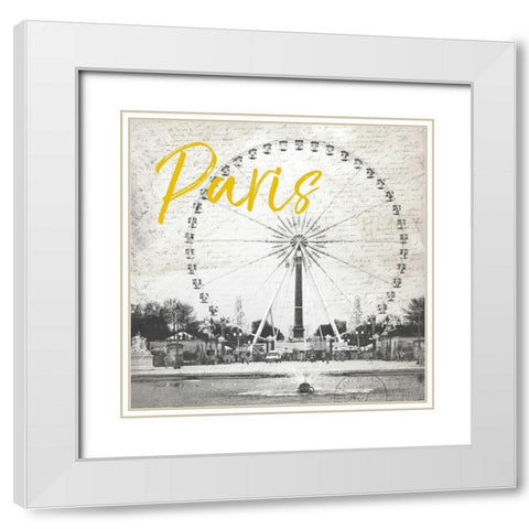 Roue De Paris Yellow White Modern Wood Framed Art Print with Double Matting by Grey, Jace