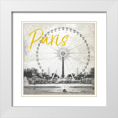 Roue De Paris Yellow White Modern Wood Framed Art Print with Double Matting by Grey, Jace
