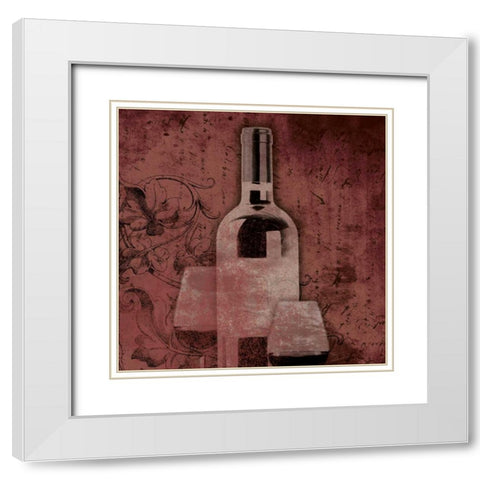 Wine and glass White Modern Wood Framed Art Print with Double Matting by Grey, Jace