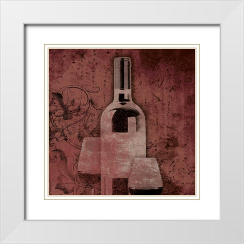 Wine and glass White Modern Wood Framed Art Print with Double Matting by Grey, Jace