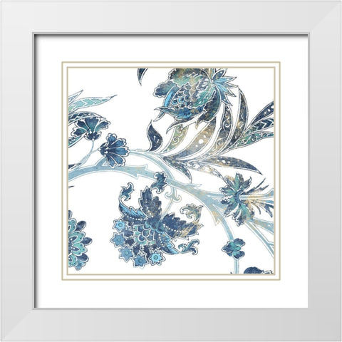 Vic Floral Indigo White Modern Wood Framed Art Print with Double Matting by Grey, Jace