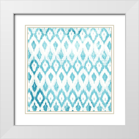 Blue Ikat White Modern Wood Framed Art Print with Double Matting by Grey, Jace