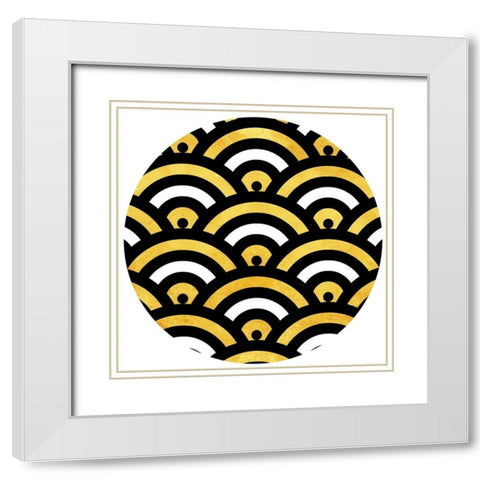 Gold Black Wifi Circle White Modern Wood Framed Art Print with Double Matting by Grey, Jace