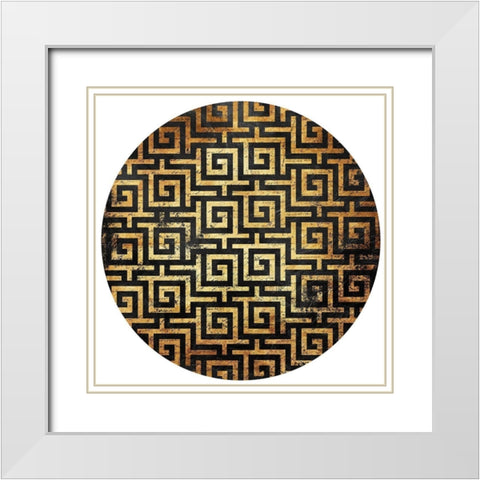 Gold Black Interlock Circle White Modern Wood Framed Art Print with Double Matting by Grey, Jace