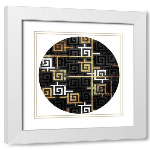 Interlock Two Circle White Modern Wood Framed Art Print with Double Matting by Grey, Jace