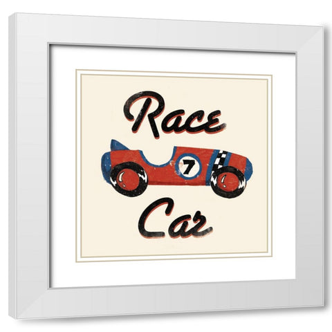 Race Car White Modern Wood Framed Art Print with Double Matting by Grey, Jace