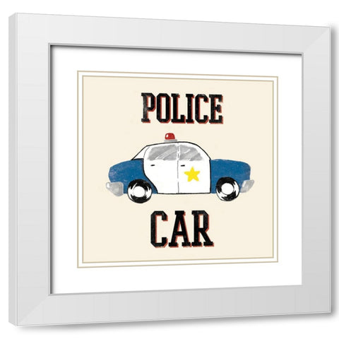 Police Car White Modern Wood Framed Art Print with Double Matting by Grey, Jace
