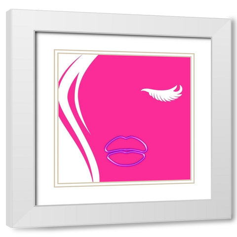Pink Face White Modern Wood Framed Art Print with Double Matting by Grey, Jace