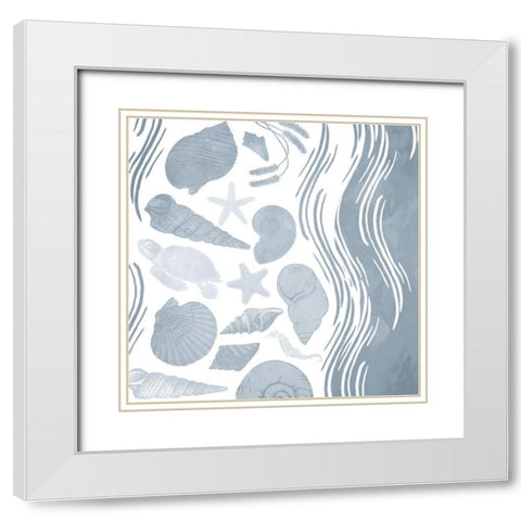 Simple Coastal Waves White Modern Wood Framed Art Print with Double Matting by Grey, Jace