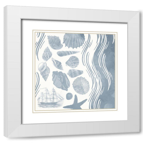 Simple Coastal Waves Mate White Modern Wood Framed Art Print with Double Matting by Grey, Jace