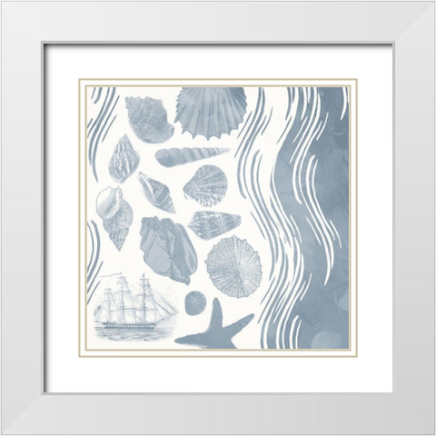 Simple Coastal Waves Mate White Modern Wood Framed Art Print with Double Matting by Grey, Jace