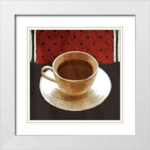 Cup Of Coffee White Modern Wood Framed Art Print with Double Matting by Grey, Jace