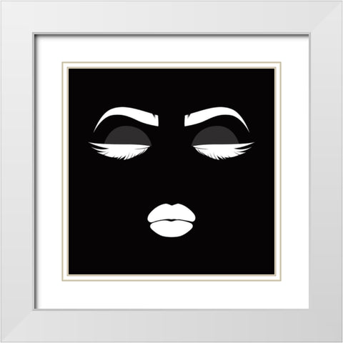 ReHer Face White Modern Wood Framed Art Print with Double Matting by Grey, Jace