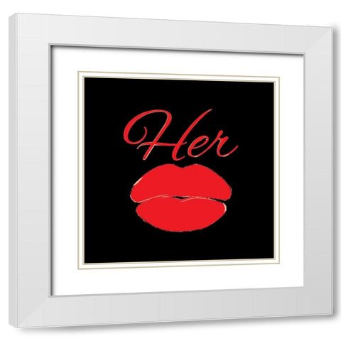 ReHer Lips White Modern Wood Framed Art Print with Double Matting by Grey, Jace