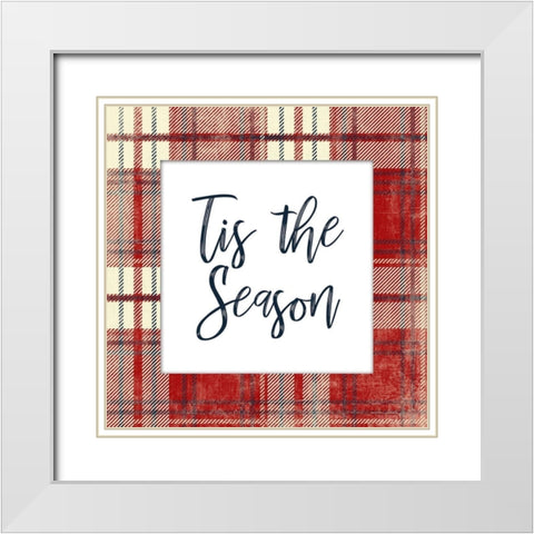 Plaid Tis The Season White Modern Wood Framed Art Print with Double Matting by Grey, Jace