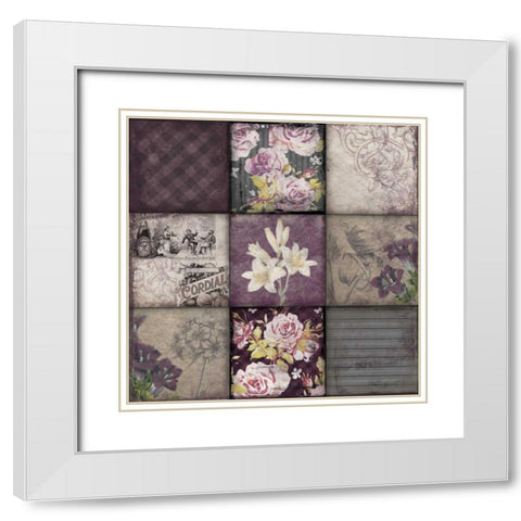 Floral 9patch White Modern Wood Framed Art Print with Double Matting by Grey, Jace