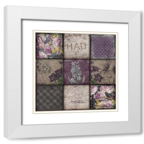 Floral 9patch2 White Modern Wood Framed Art Print with Double Matting by Grey, Jace