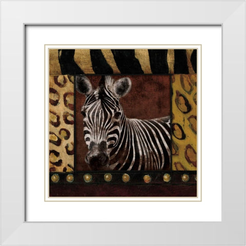 Zebra bordered White Modern Wood Framed Art Print with Double Matting by Grey, Jace