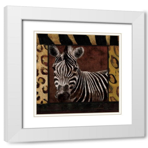 Zebra No Circles White Modern Wood Framed Art Print with Double Matting by Grey, Jace