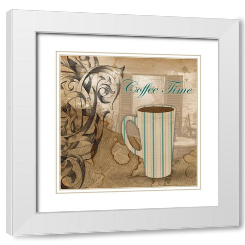 Coffee time White Modern Wood Framed Art Print with Double Matting by Grey, Jace