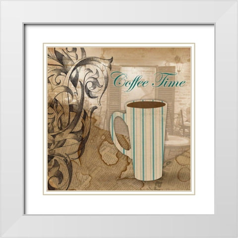 Coffee time White Modern Wood Framed Art Print with Double Matting by Grey, Jace