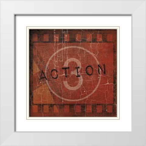 Cinema red White Modern Wood Framed Art Print with Double Matting by Grey, Jace