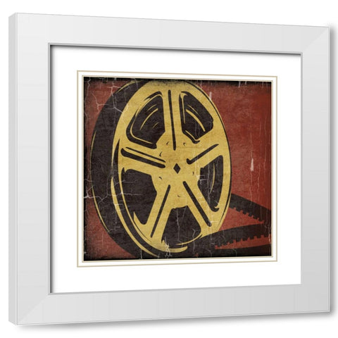 Cinema red White Modern Wood Framed Art Print with Double Matting by Grey, Jace