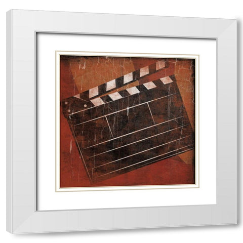 Cinema red White Modern Wood Framed Art Print with Double Matting by Grey, Jace