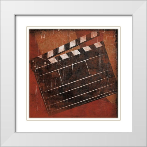Cinema red White Modern Wood Framed Art Print with Double Matting by Grey, Jace