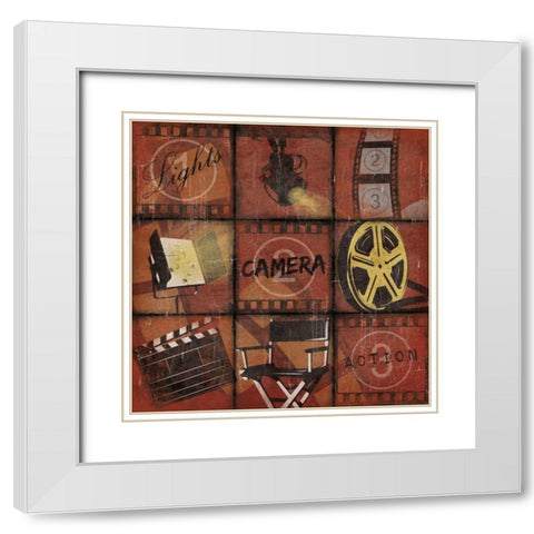 Cinema 9patch red White Modern Wood Framed Art Print with Double Matting by Grey, Jace