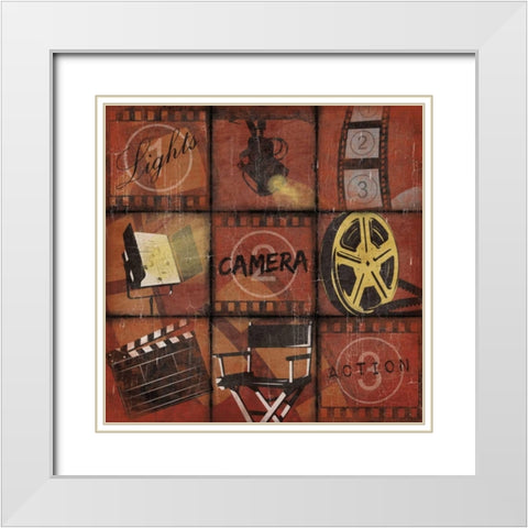 Cinema 9patch red White Modern Wood Framed Art Print with Double Matting by Grey, Jace