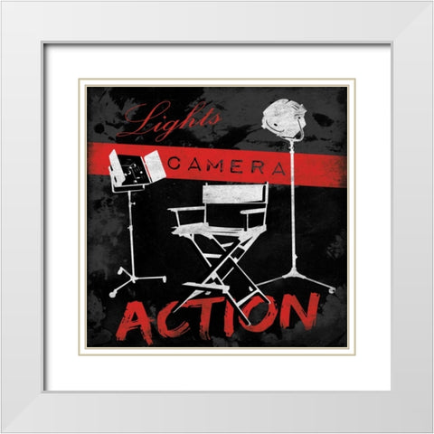 Action White Modern Wood Framed Art Print with Double Matting by Grey, Jace