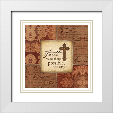 Cross Bordered Text White Modern Wood Framed Art Print with Double Matting by Grey, Jace