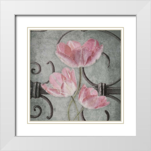 Flowers Mate White Modern Wood Framed Art Print with Double Matting by Grey, Jace