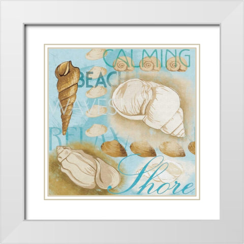 Collaged Shells White Modern Wood Framed Art Print with Double Matting by Grey, Jace