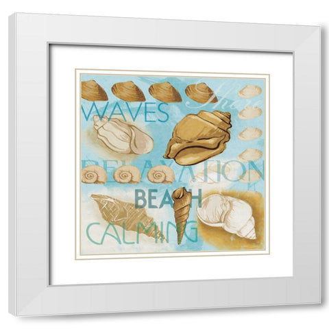 Collaged Shells Mate White Modern Wood Framed Art Print with Double Matting by Grey, Jace