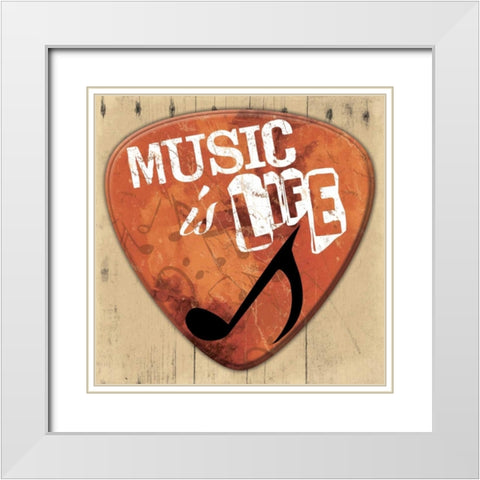 Music Is Life White Modern Wood Framed Art Print with Double Matting by Grey, Jace