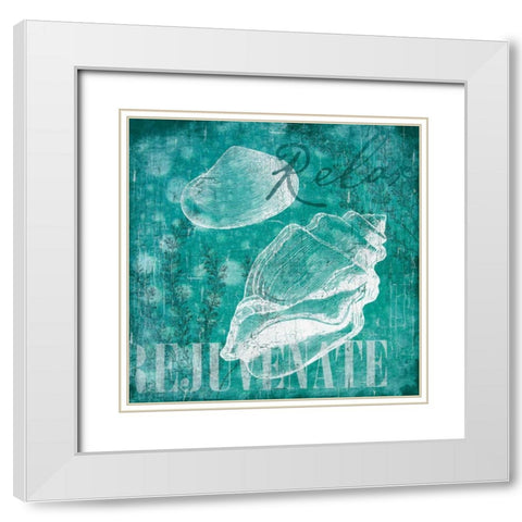 Shell Bubbles I in Teal White Modern Wood Framed Art Print with Double Matting by Grey, Jace