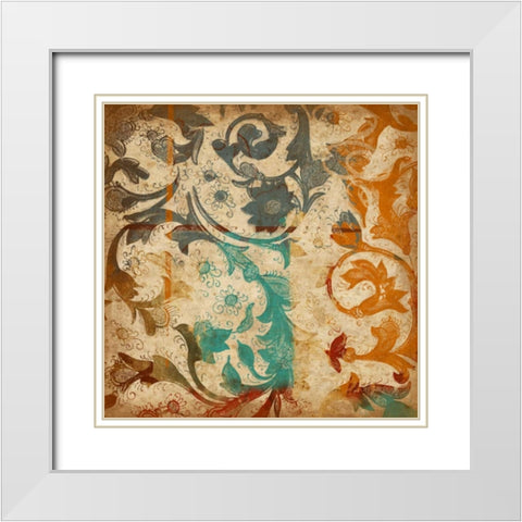 Abstract Florals White Modern Wood Framed Art Print with Double Matting by Grey, Jace