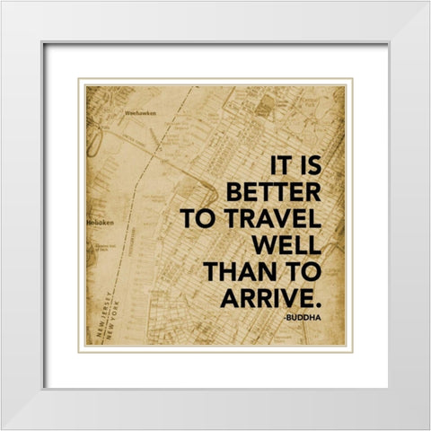 Travel Well Map White Modern Wood Framed Art Print with Double Matting by Grey, Jace