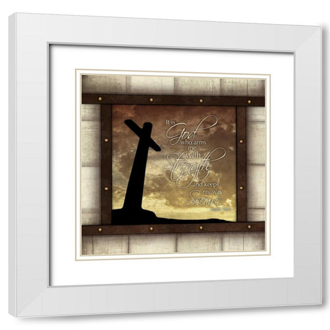 Strength White Modern Wood Framed Art Print with Double Matting by Grey, Jace