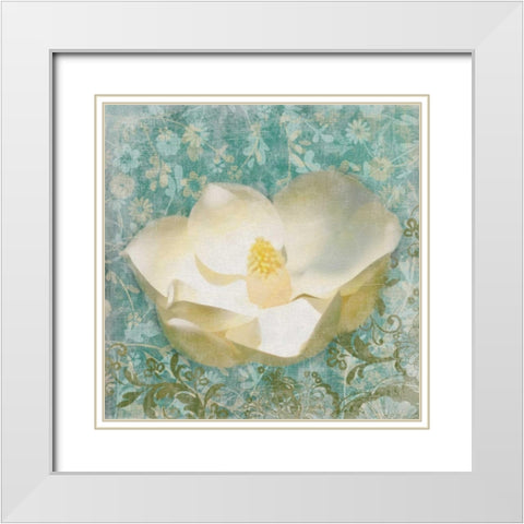 Wimsy Floral Mate White Modern Wood Framed Art Print with Double Matting by Grey, Jace