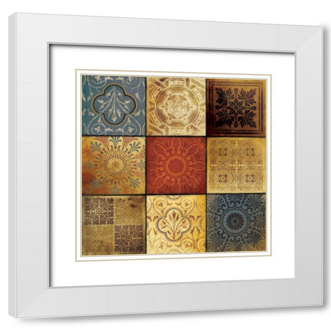 9 Patch Pattern White Modern Wood Framed Art Print with Double Matting by Grey, Jace